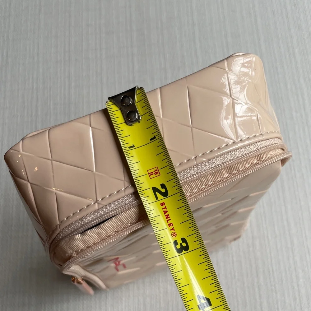 MAC Cosmetics Blush Beige Quilted Patent Cosmetic Bag travel case - Brand New